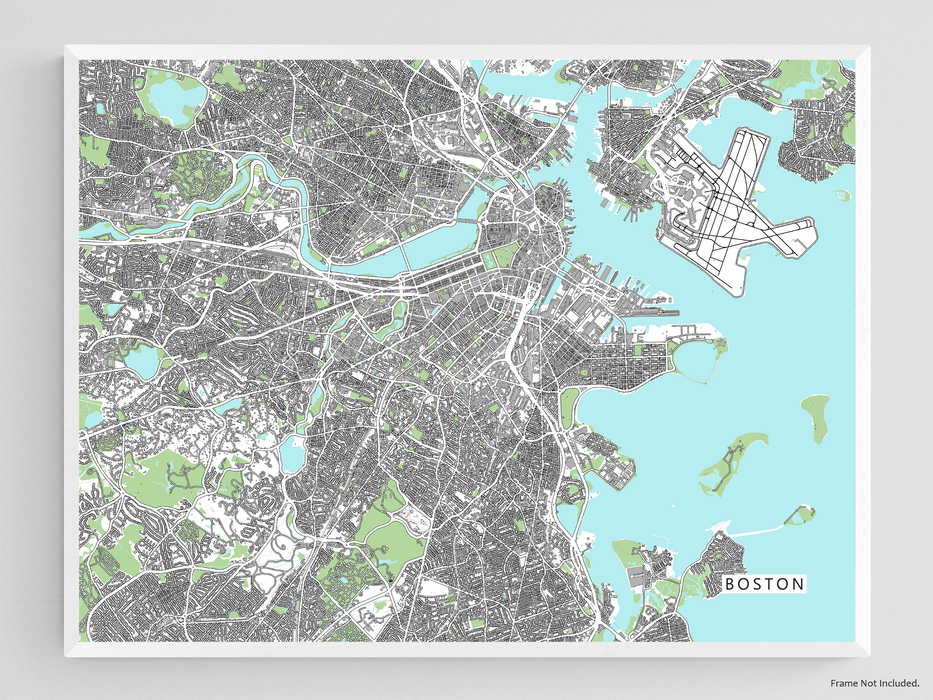 Detailed Map Of Massachusetts Towns Boston, Massachusetts Circa 1951: