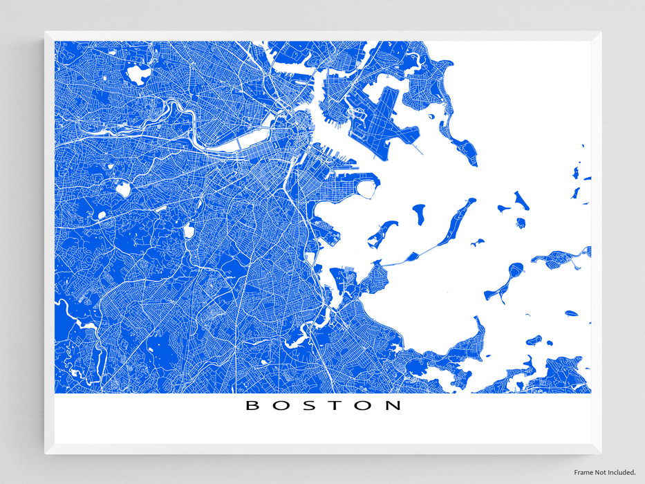Boston City Map Poster, Boston Wall Art Print, Massachusetts USA