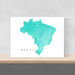 Brazil map print with natural landscape and main roads in Turquoise designed by Maps As Art.