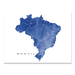 Brazil map print with natural landscape and main roads in Navy designed by Maps As Art.