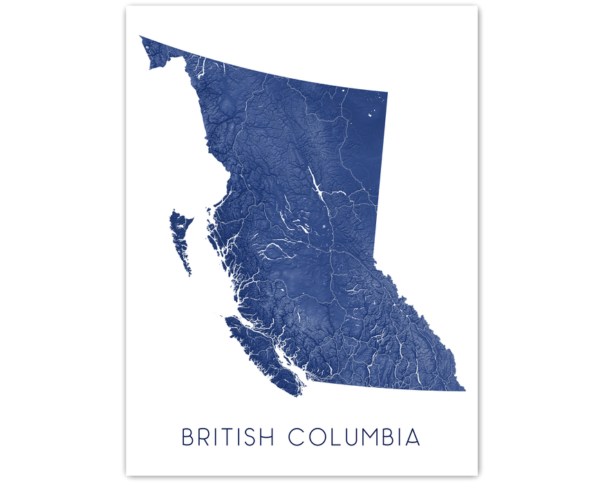 British Columbia map print in Midnight by Maps As Art.