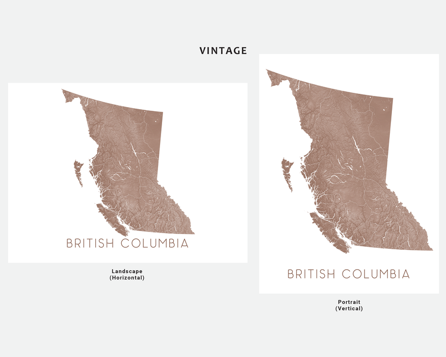 British Columbia map print in Vintage by Maps As Art.