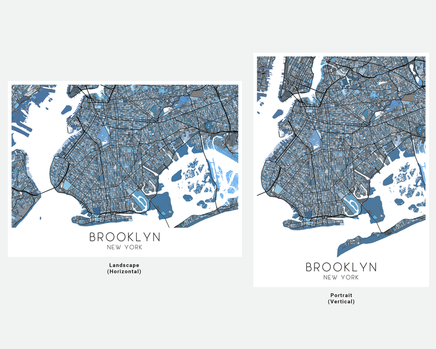 Brooklyn New York city map print with a denim blue geometric design by Maps As Art.