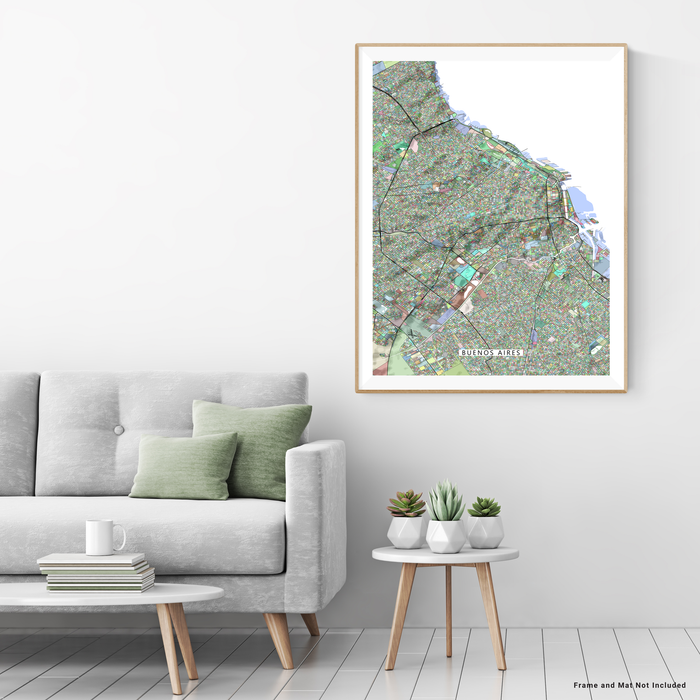 Buenos Aires, Argentina map art print in colorful shapes designed by Maps As Art.