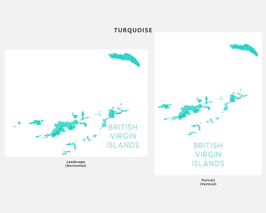BVI island map print with a 3D topographic landscape design by Maps As Art.