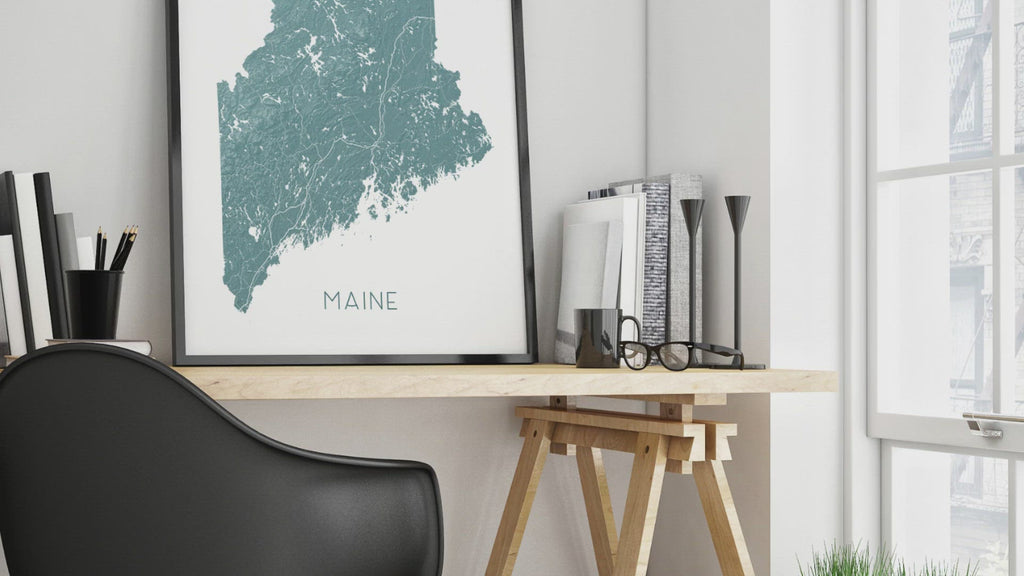 Maine state map print video by Maps As Art.
