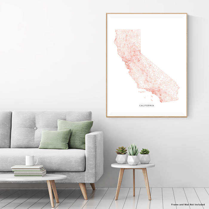 PLACE state map art print in a geometric minimalist style designed by Maps As Art.