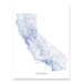 California state map art print in a geometric minimalist style designed by Maps As Art.