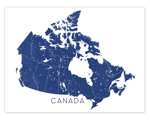 Canada map print in Midnight by Maps As Art.