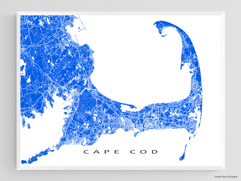 Cape Cod, Massachusetts map print with main roads designed by Maps As Art.