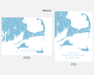 Cape Cod, Martha's Vineyard and Nantucket map print in Breeze by Maps As Art.