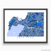 Cape Town, South Africa map art print in blue shapes designed by Maps As Art.