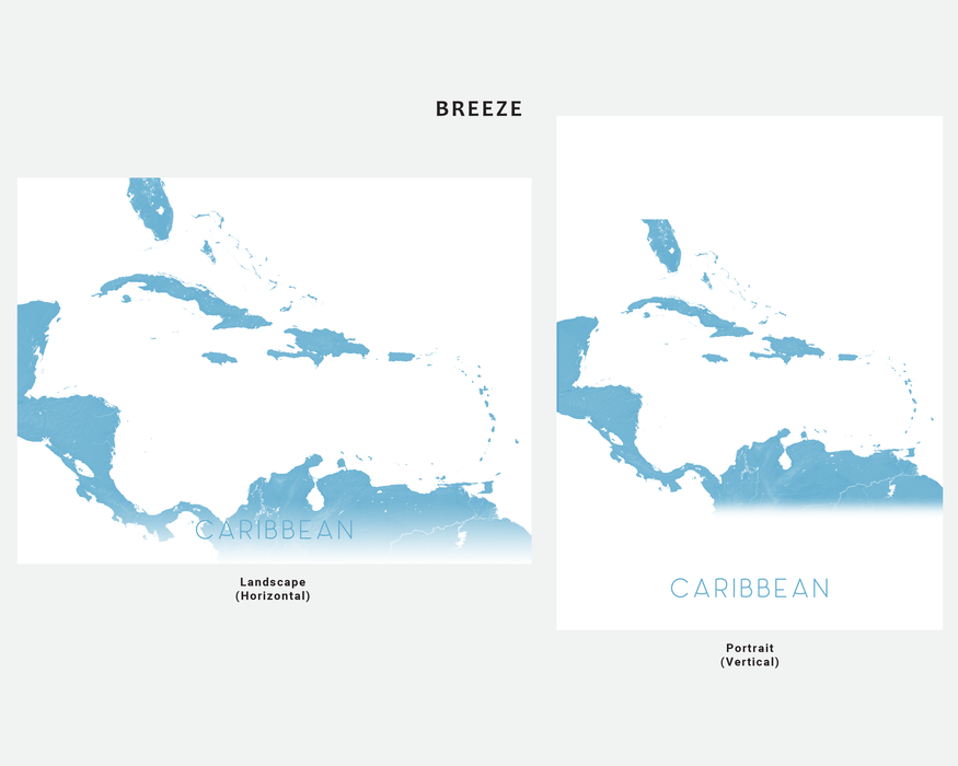 Caribbean map print in Breeze by Maps As Art.
