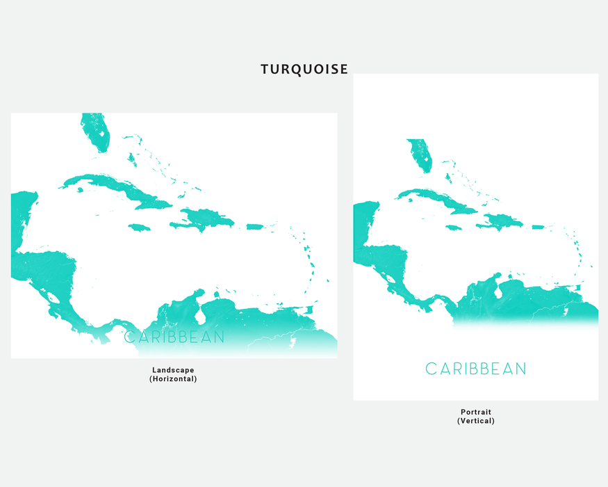 Caribbean map print in Turquoise by Maps As Art.