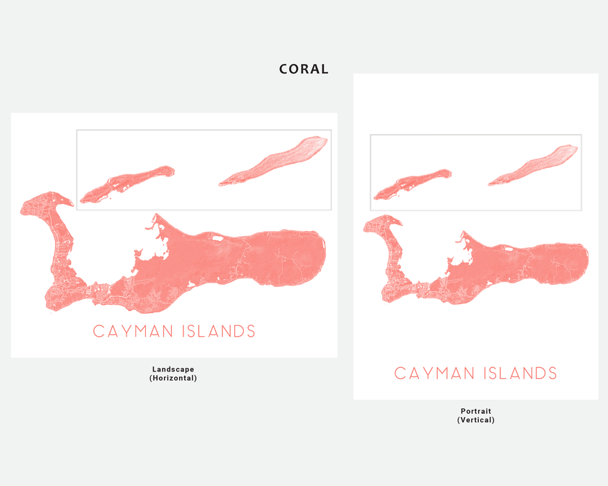 Cayman Islands map print with a topographic landscape design by Maps As Art.