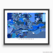 Cheyenne, Wyoming map art print in blue shapes designed by Maps As Art.