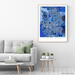 Colorado Springs map art print in blue shapes designed by Maps As Art.