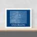 Colorado state blueprint map art print designed by Maps As Art.
