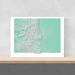 Colorado state map with natural landscape in aqua tints designed by Maps As Art.