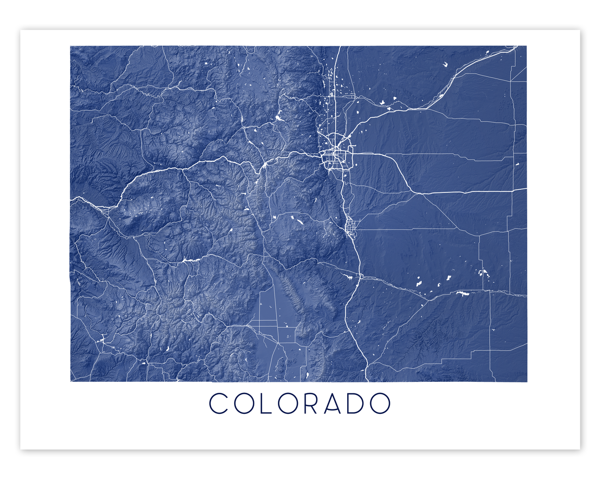 Colorado Map Print Poster- Topographic Map of Colorado State Wall Art ...