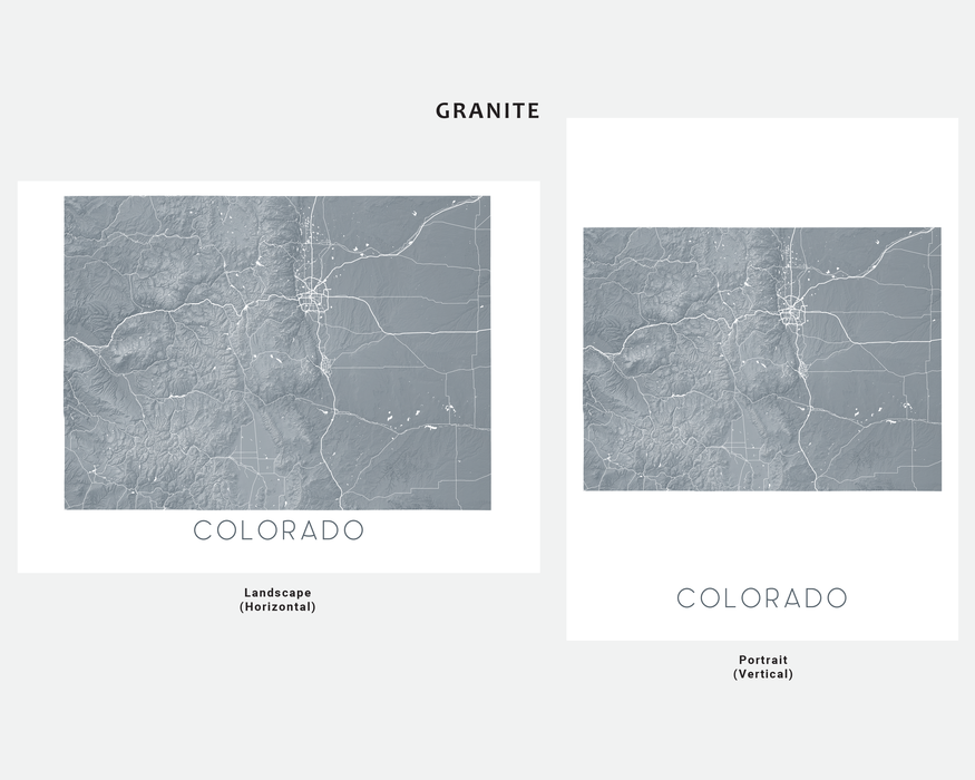 Maps As Art state map print in Granite by Maps As Art.