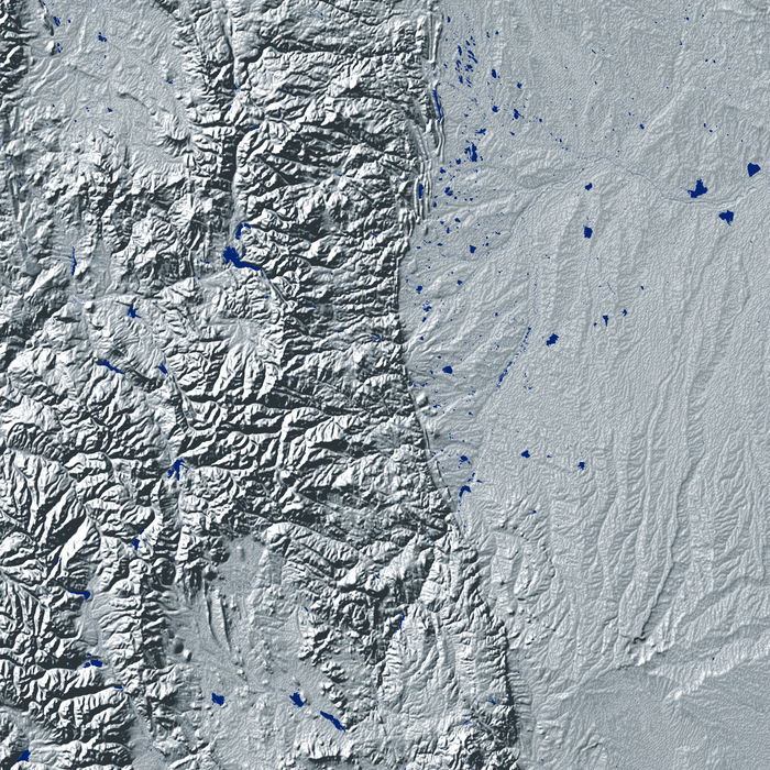 Colorado state map with natural landscape in greyscale and a navy blue background designed by Maps As Art.