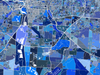Columbus, Ohio map art print in blue shapes designed by Maps As Art.