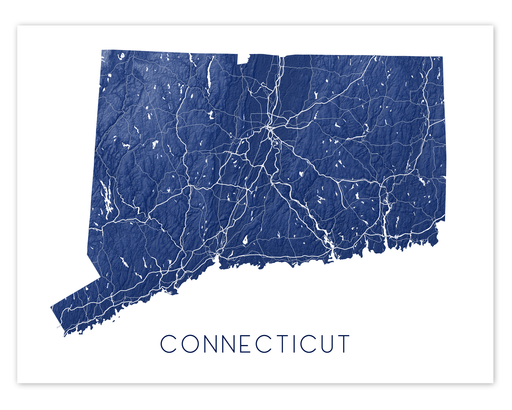 Connecticut state map print in Midnight by Maps As Art.