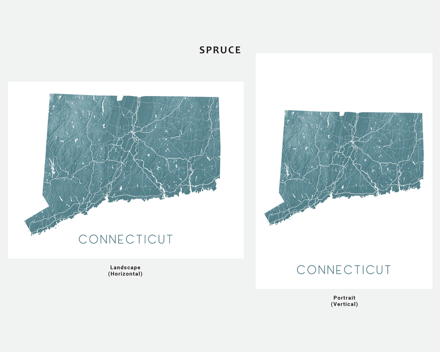 Connecticut state map print in Spruce by Maps As Art.