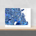 Copenhagen, Denmark map art print in blue shapes designed by Maps As Art.