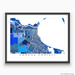 Corpus Christi, Texas map art print in blue shapes designed by Maps As Art.