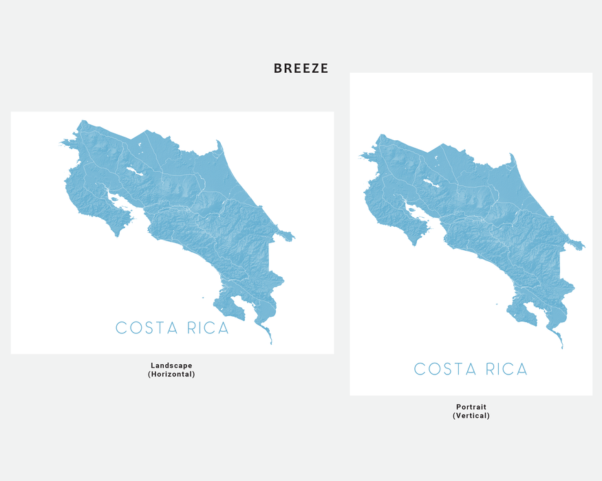 Costa Rica map print in Breeze by Maps As Art.