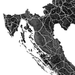 Croatia map print close-up with natural landscape and main roads designed by Maps As Art.