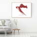 Croatia map print with natural landscape and main roads in Merlot designed by Maps As Art.