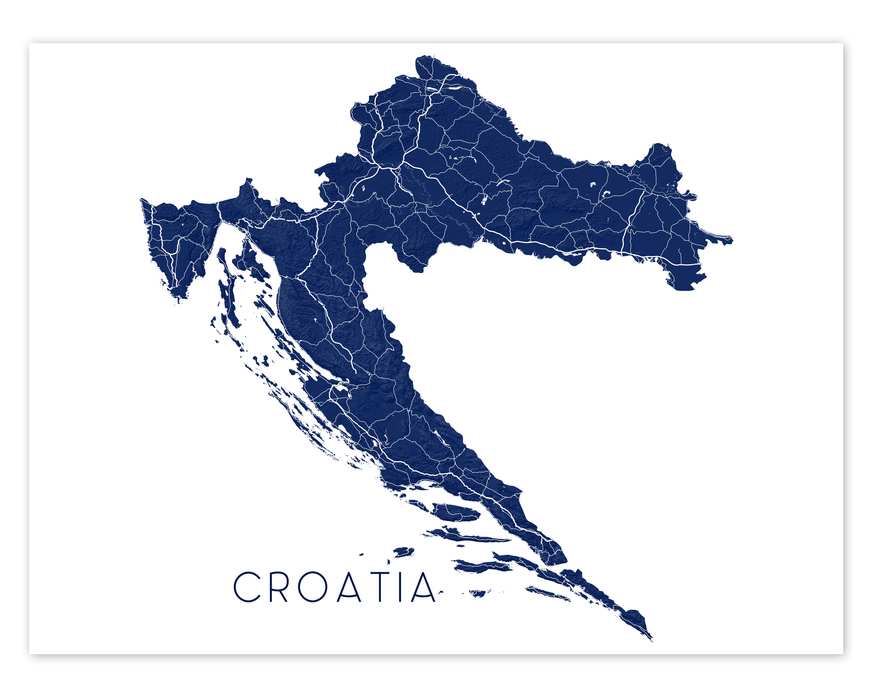 Croatia Map Print Poster, 3D Topographic Europe Country Wall Art Prints, Zagreb Dubrovnik