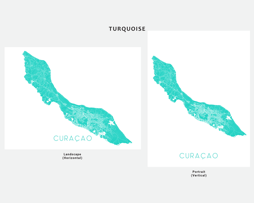 Curacao map print with a landscape topographic design by Maps As Art.
