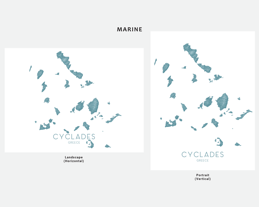 Cyclades Greece map print by Maps As Art.