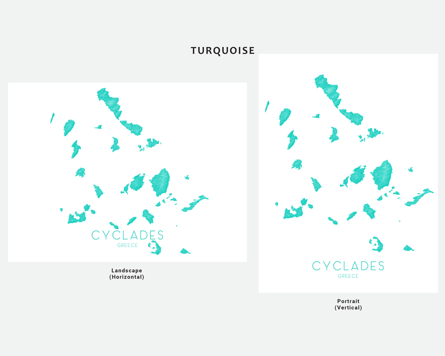 Cyclades Greece map print by Maps As Art.