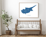 Cyprus map print with  topographic landscape features by Maps As Art.