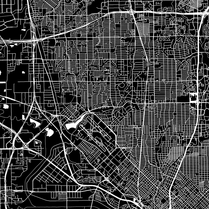 Dallas, Texas map print close-up with city streets and roads designed by Maps As Art.