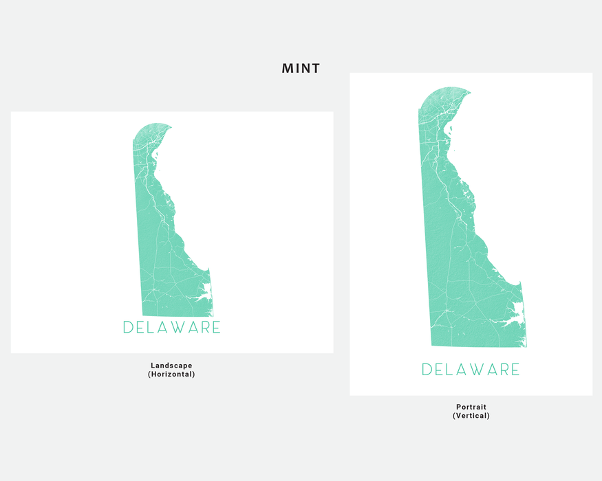 Delaware state map art print designed by Maps As Art.