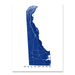 Delaware map print with natural landscape and main roads in Navy designed by Maps As Art.