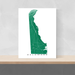 Delaware map print with natural landscape and main roads in Green designed by Maps As Art.