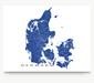 Denmark map with natural landscape in navy from Maps As Art.