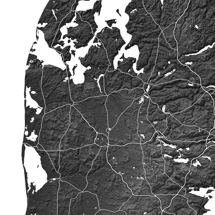 Denmark map with natural landscape from Maps As Art.