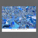 Des Moines, Iowa map art print in blue shapes designed by Maps As Art.