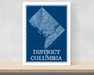 District of Columbia blueprint map art print designed by Maps As Art.