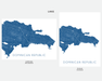 Dominican Republic map print in Lake by Maps As Art.