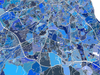 Dublin, Ireland map art print in blue shapes designed by Maps As Art.