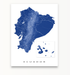 Ecuador and Galapagos Islands map print in Navy designed by Maps As Art.